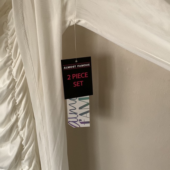 2PC Ivory Ruched Tube Dress with Sheer Duster Set - Picture 5 of 6